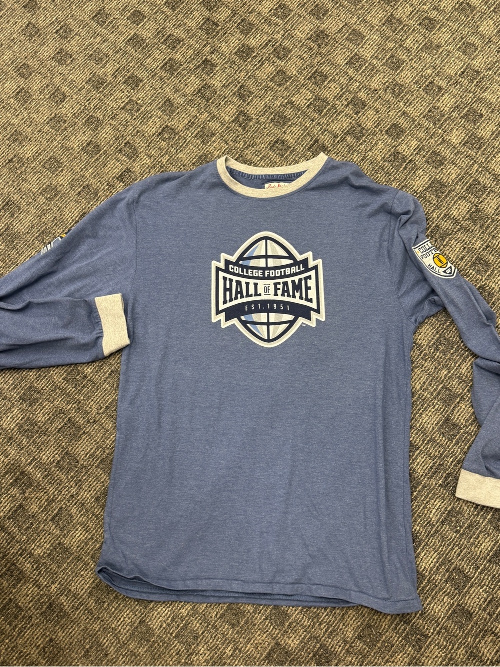 Red Jacket Long Sleeve Hall of Fame Tee in Blue with Cream Trim